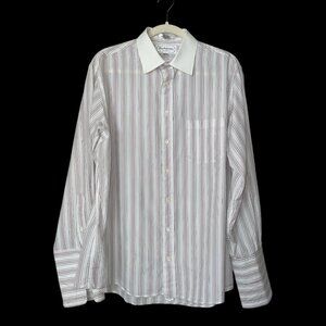 Vintage Burberrys Of London Classic Fit Striped Dress Shirt French Cuff